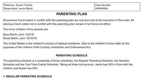 EstablishingaClearSchedule:ADetailedParentingTimePlan